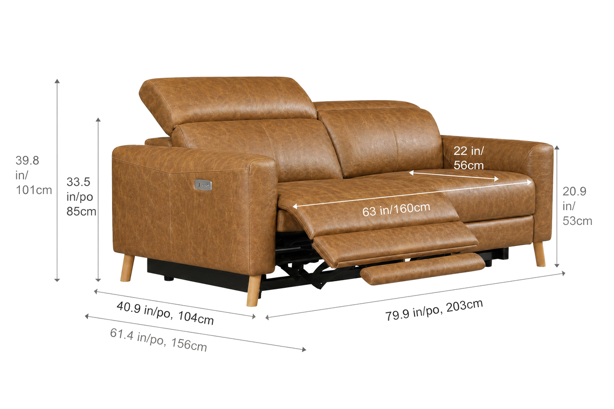 Elodie Distressed Italian Aniline Leather Dual Recliner Sofa