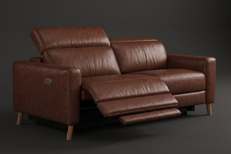 Elodie Distressed Italian Aniline Leather Dual Recliner Sofa