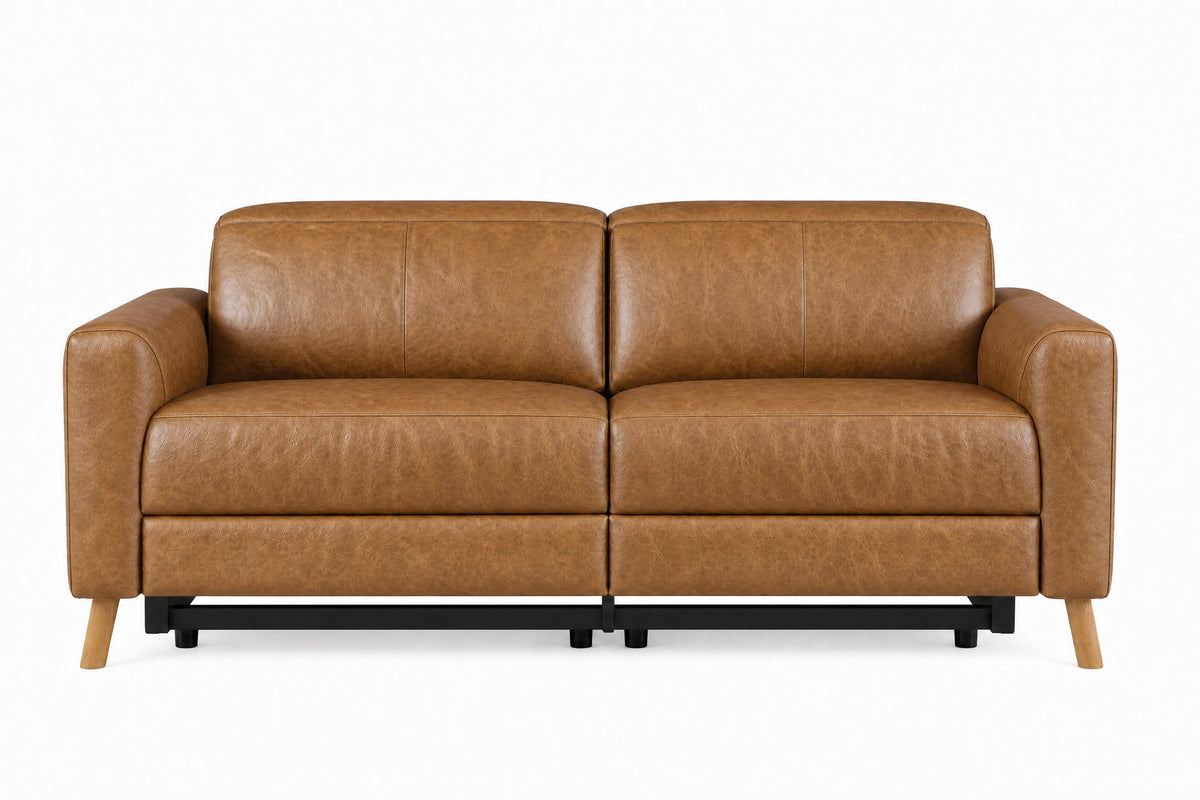 Elodie Distressed Italian Aniline Leather Dual Recliner Sofa