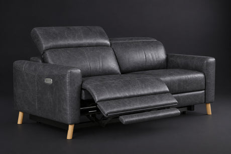 Elodie Distressed Italian Aniline Leather Dual Recliner Sofa