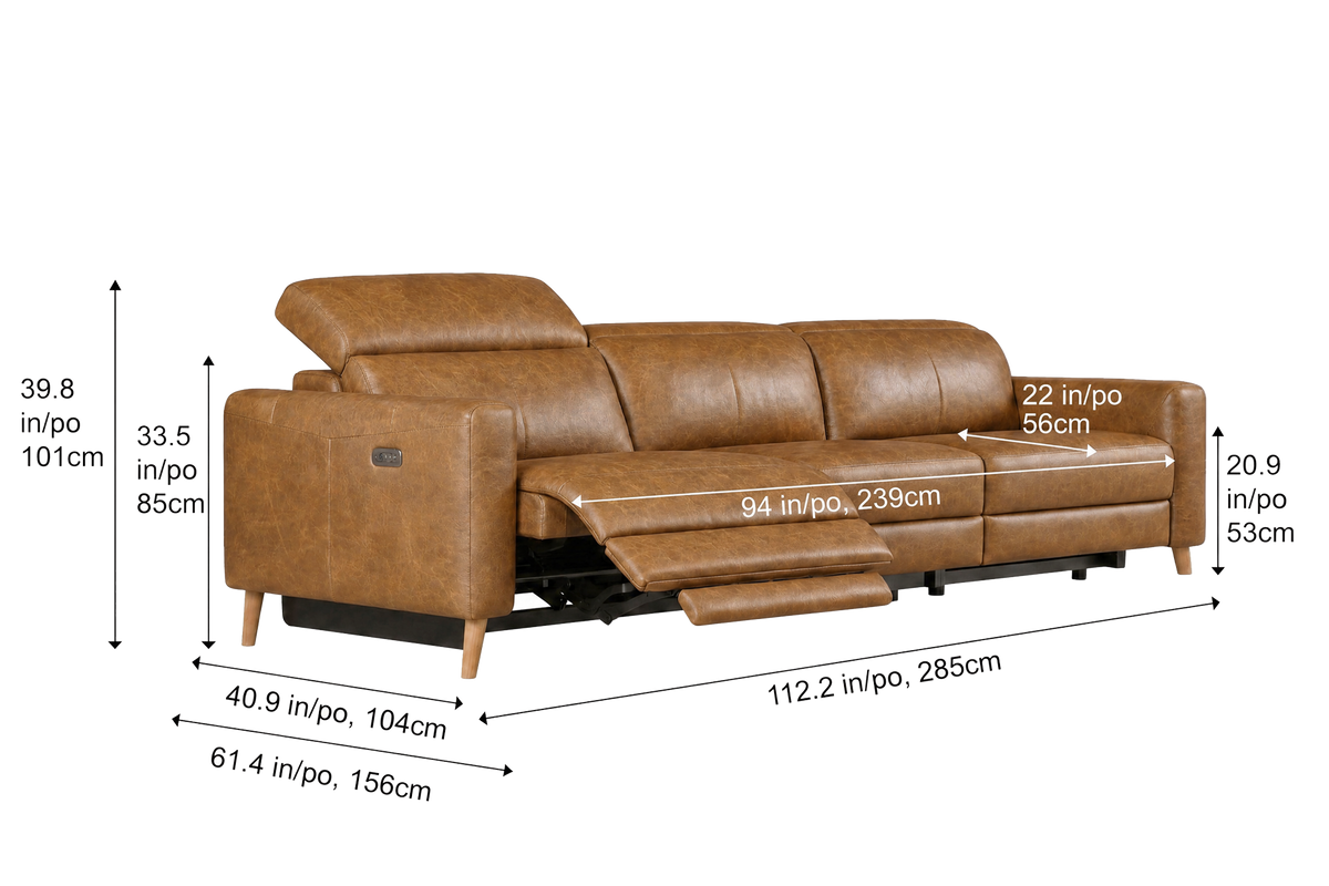 Elodie Distressed Italian Aniline Leather Dual Recliner Sofa