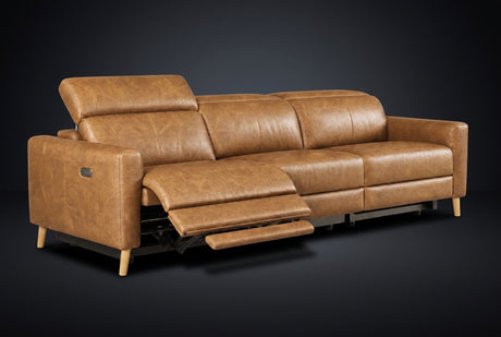 Elodie Distressed Italian Aniline Leather Dual Recliner Sofa