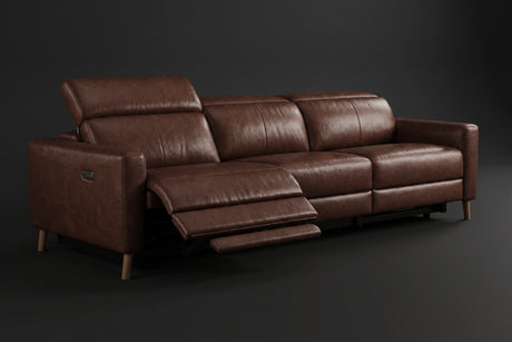 Elodie Distressed Italian Aniline Leather Dual Recliner Sofa