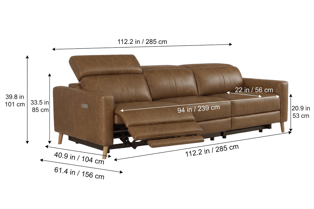 Elodie Distressed Italian Aniline Leather Dual Recliner Sofa
