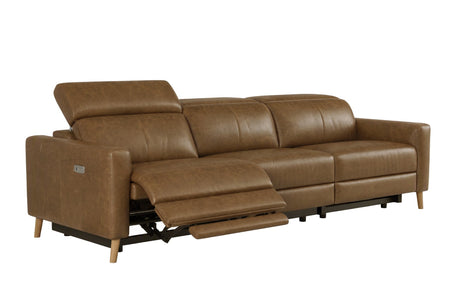 Elodie Distressed Italian Aniline Leather Dual Recliner Sofa