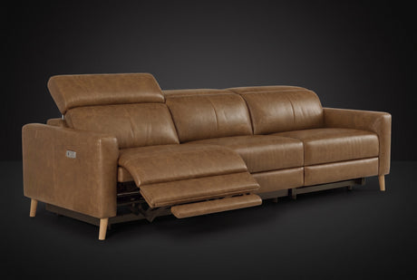 Elodie Distressed Italian Aniline Leather Dual Recliner Sofa