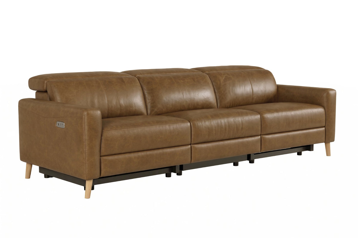 Elodie Distressed Italian Aniline Leather Dual Recliner Sofa