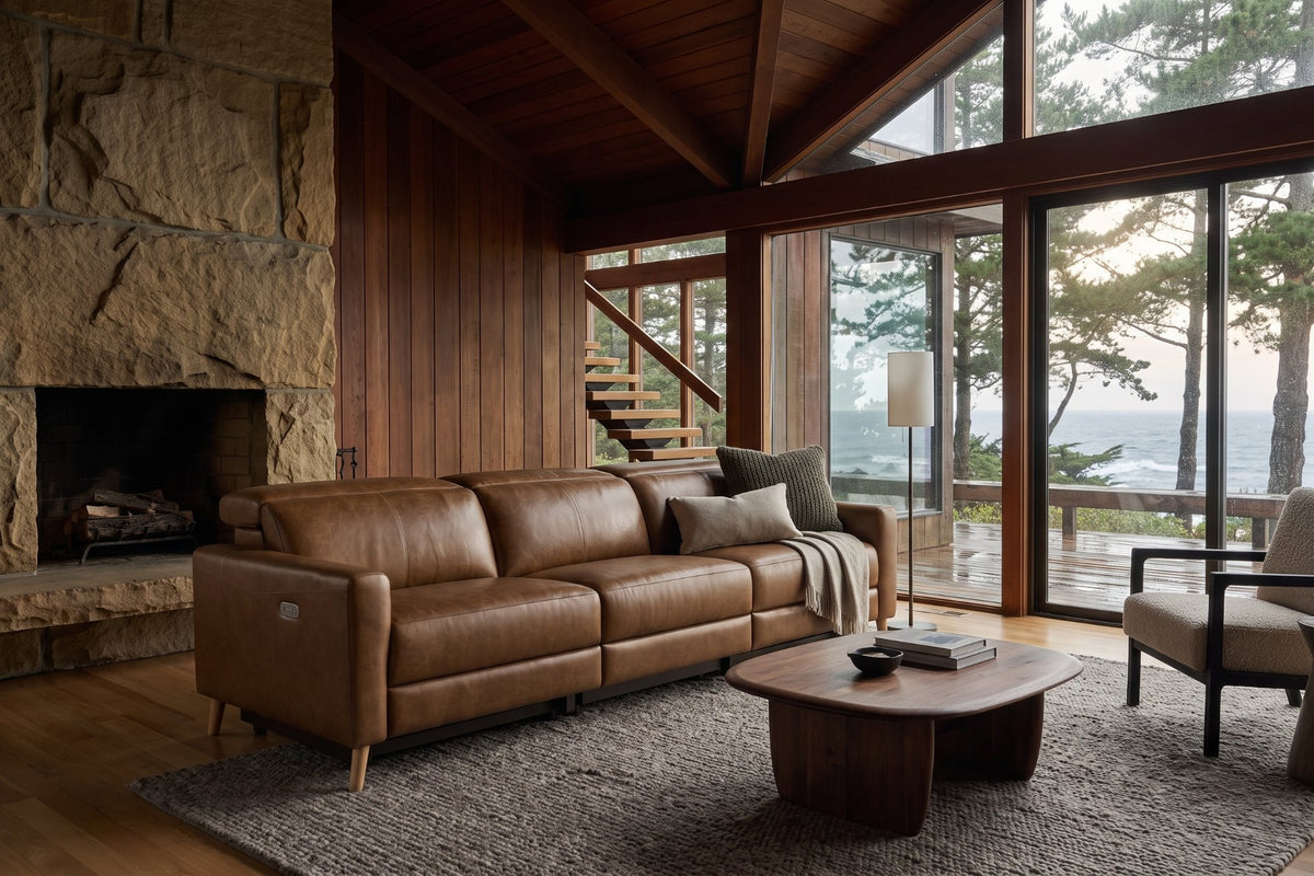 Elodie Distressed Italian Aniline Leather Dual Recliner Sofa