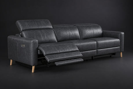 Elodie Distressed Italian Aniline Leather Dual Recliner Sofa
