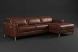 Elodie Distressed Italian Aniline Leather Recliner Sectional Sofa