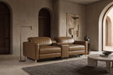 Elodie Distressed Italian Aniline Leather Dual Recliner Sofa with Console