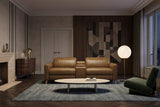 Elodie Distressed Italian Aniline Leather Dual Recliner Sofa with Console