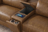 Elodie Distressed Italian Aniline Leather Dual Recliner Sofa with Console