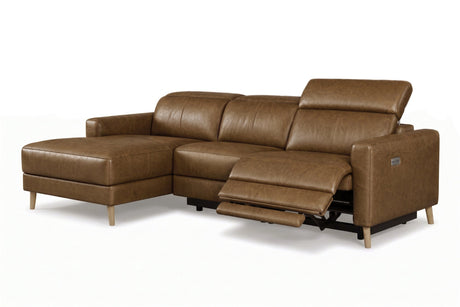 Elodie Distressed Italian Aniline Leather Recliner Sectional Sofa
