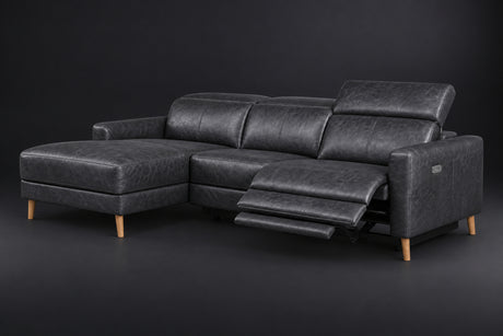 Elodie Distressed Italian Aniline Leather Recliner Sectional Sofa