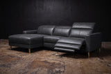 Elodie Distressed Italian Aniline Leather Recliner Sectional Sofa