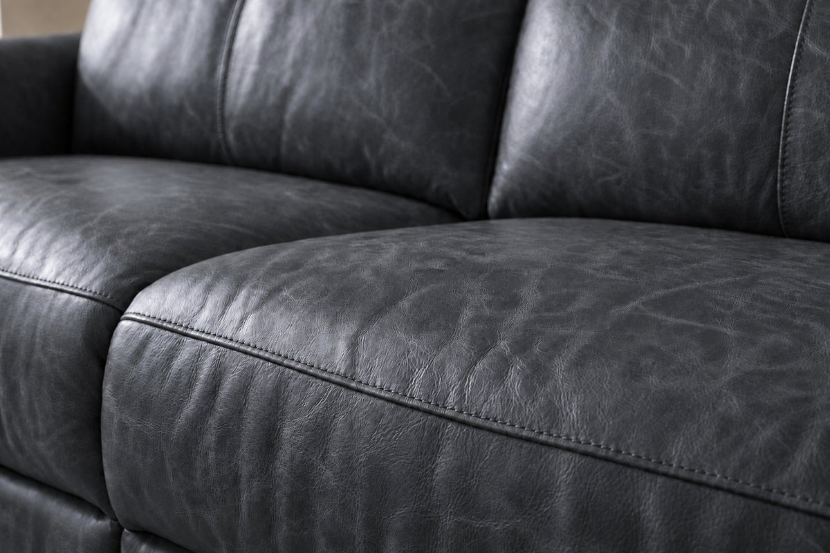 Elodie Distressed Italian Aniline Leather Recliner Sectional Sofa