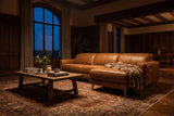 Elodie Distressed Italian Aniline Leather Recliner Sectional Sofa