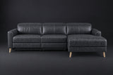 Elodie Distressed Italian Aniline Leather Recliner Sectional Sofa