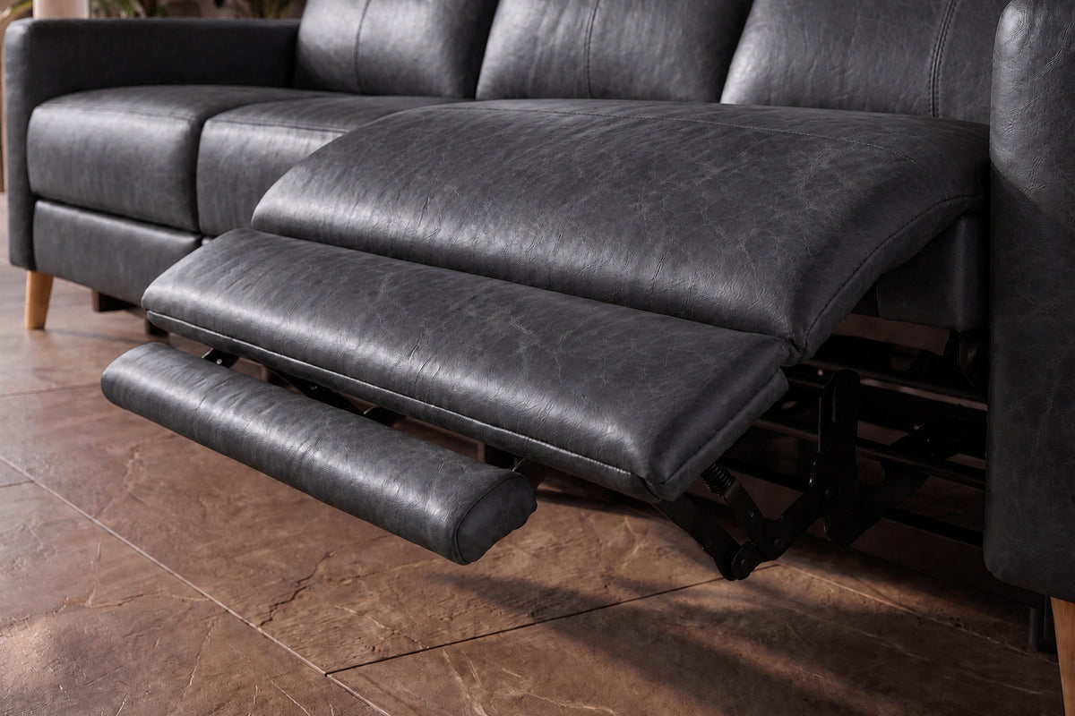 Elodie Distressed Italian Aniline Leather Recliner Sectional Sofa