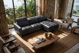 Elodie Distressed Italian Aniline Leather Recliner Sectional Sofa