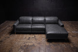 Elodie Distressed Italian Aniline Leather Recliner Sectional Sofa