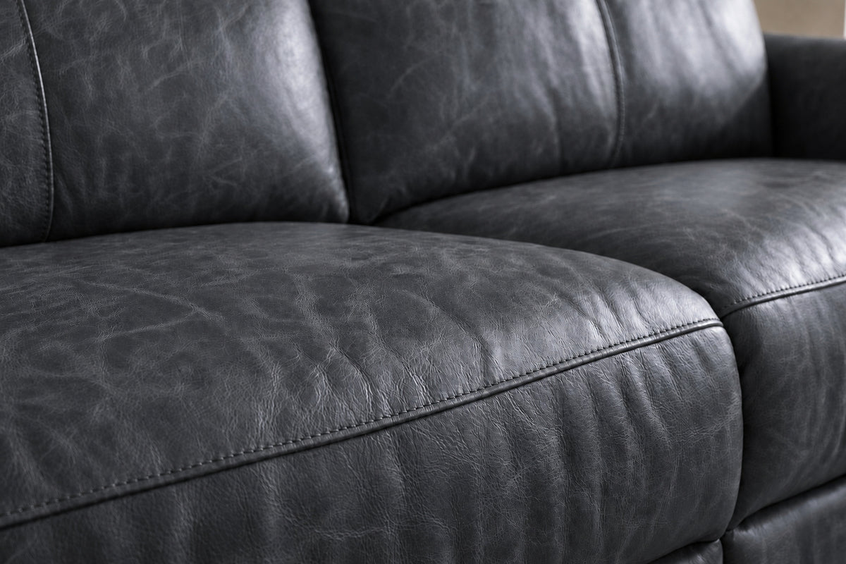 Elodie Distressed Italian Aniline Leather Recliner Sectional Sofa