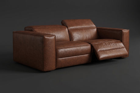 Emery Distressed Italian Aniline Leather Dual Recliner Sofa