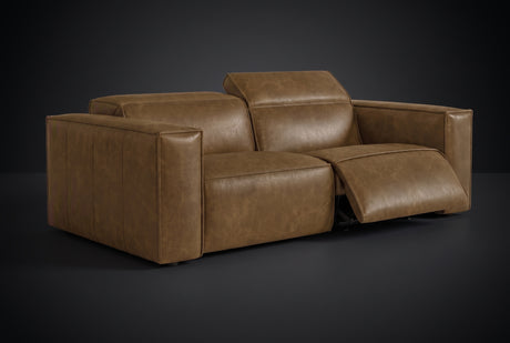 Emery Distressed Italian Aniline Leather Dual Recliner Sofa