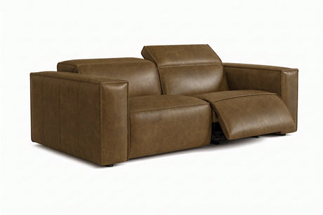 Emery Distressed Italian Aniline Leather Dual Recliner Sofa
