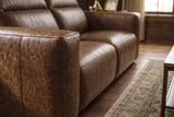 Emery Distressed Italian Aniline Leather Dual Recliner Sofa
