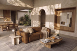 Emery Distressed Italian Aniline Leather Dual Recliner Sofa