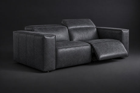 Emery Distressed Italian Aniline Leather Dual Recliner Sofa