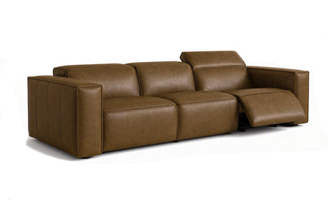Emery Distressed Italian Aniline Leather Dual Recliner Sofa