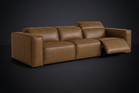 Emery Distressed Italian Aniline Leather Dual Recliner Sofa