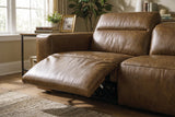 Emery Distressed Italian Aniline Leather Dual Recliner Sofa