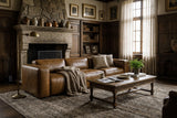 Emery Distressed Italian Aniline Leather Dual Recliner Sofa