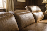 Emery Distressed Italian Aniline Leather Dual Recliner Sofa