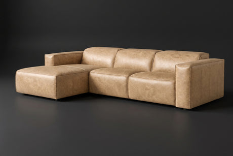 Emery Distressed Italian Aniline Leather Recliner Sectional Sofa