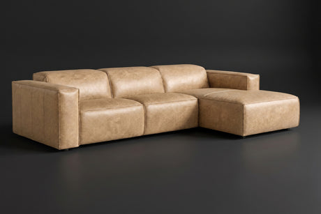 Emery Distressed Italian Aniline Leather Recliner Sectional Sofa