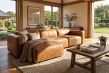 Emery Distressed Italian Aniline Leather Recliner Sectional Sofa