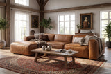 Emery Distressed Italian Aniline Leather Recliner Sectional Sofa