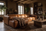 Emery Distressed Italian Aniline Leather Recliner Sectional Sofa