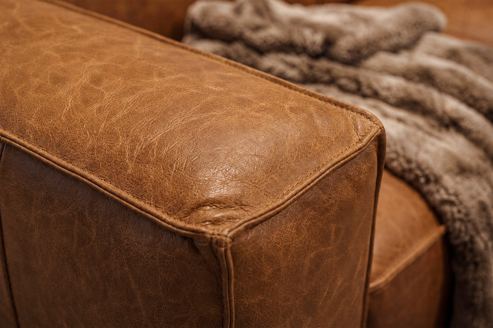 Emery Distressed Italian Aniline Leather Recliner Sectional Sofa