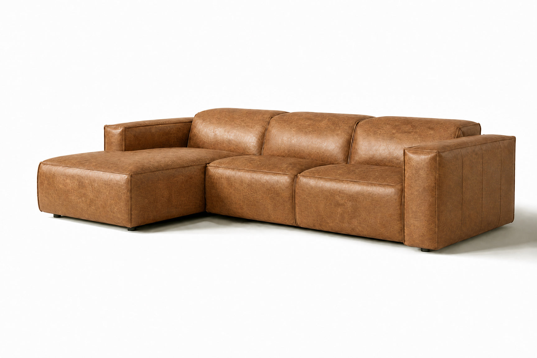 Emery Distressed Italian Aniline Leather Recliner Sectional Sofa
