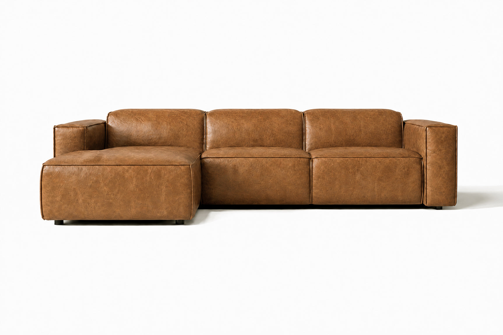 Emery Distressed Italian Aniline Leather Recliner Sectional Sofa