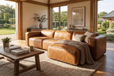 Emery Distressed Italian Aniline Leather Recliner Sectional Sofa
