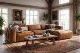 Emery Distressed Italian Aniline Leather Recliner Sectional Sofa