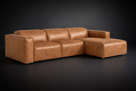 Emery Distressed Italian Aniline Leather Recliner Sectional Sofa
