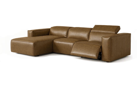 Emery Distressed Italian Aniline Leather Recliner Sectional Sofa